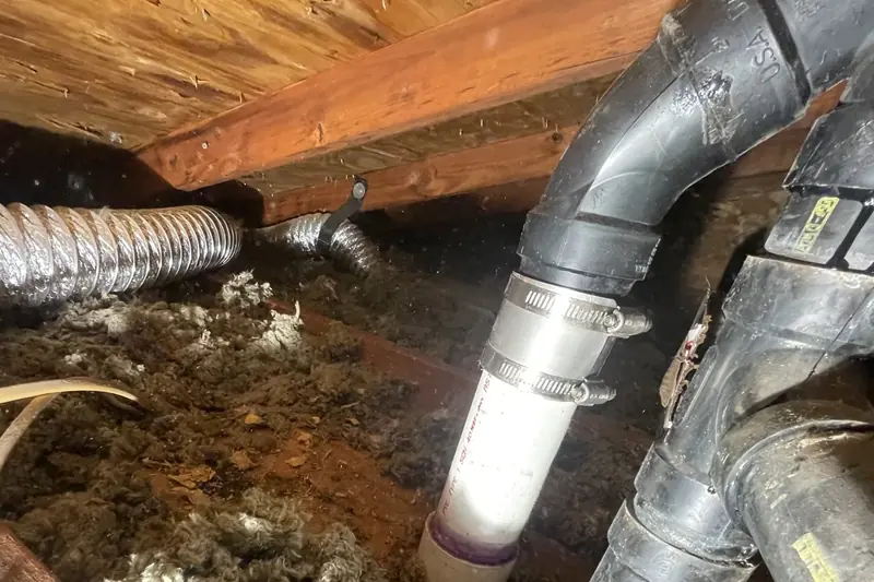 Basement rough-in plumbing with exposed drain and supply lines for Sump Pump Installation & Repair in Castle Rock, CO in Castle Rock, CO