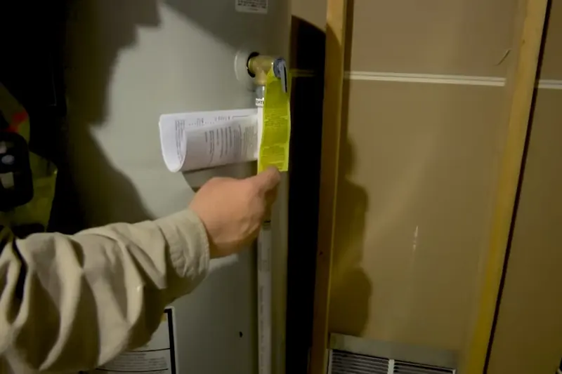 Gas water heater inspection in a utility room for Commercial Plumbing in Castle Rock, CO